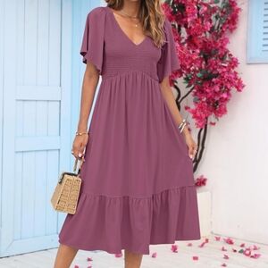 Kranda Smocked Dress in Rose